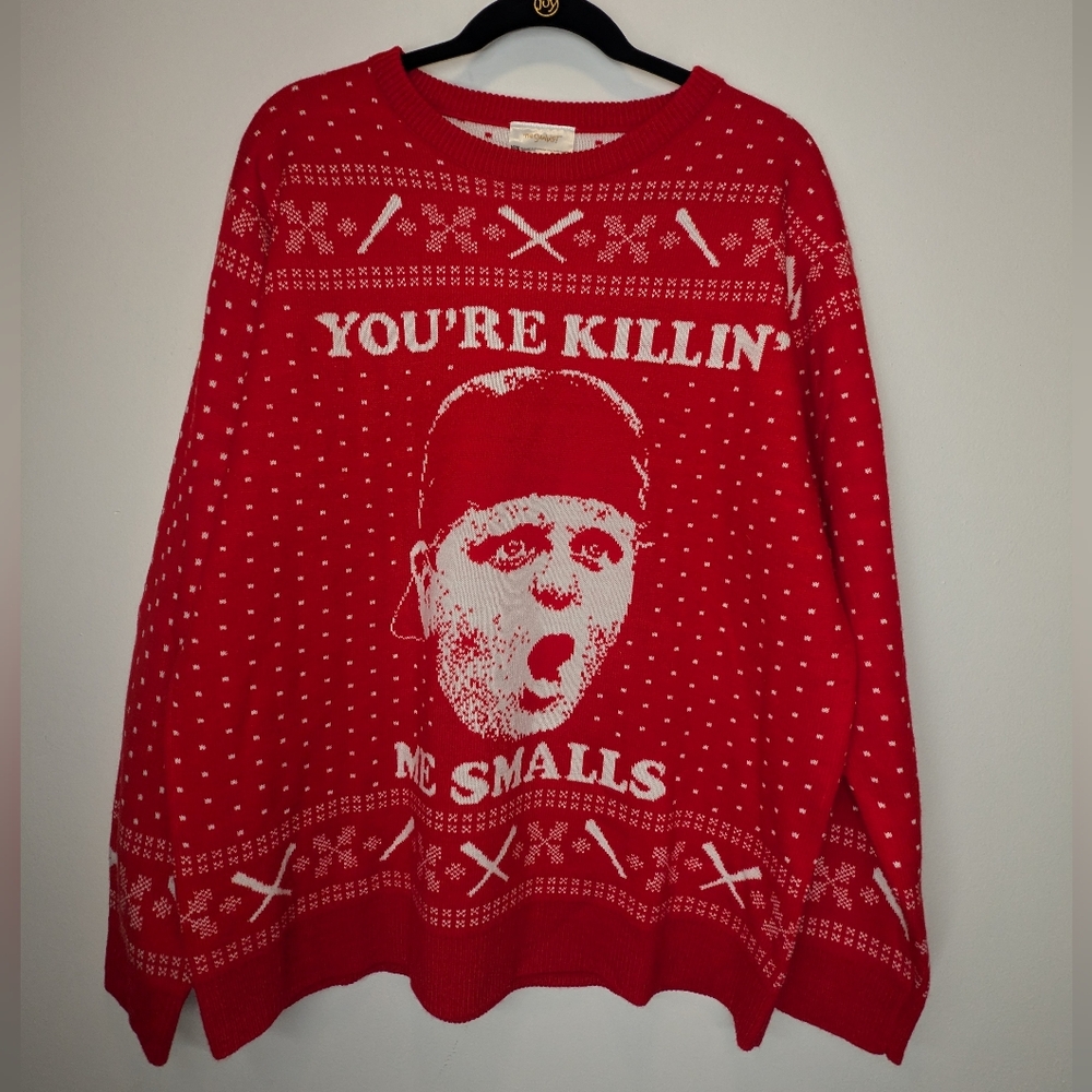 The Sandlot Mens XL Red White Crewneck Baseball Smalls Christmas Nostalgic